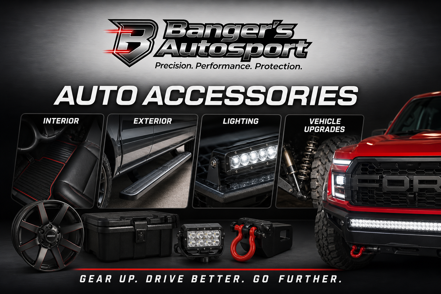 Bangers Auto Sport auto accessories cover with interior, exterior, lighting, and vehicle upgrade categories