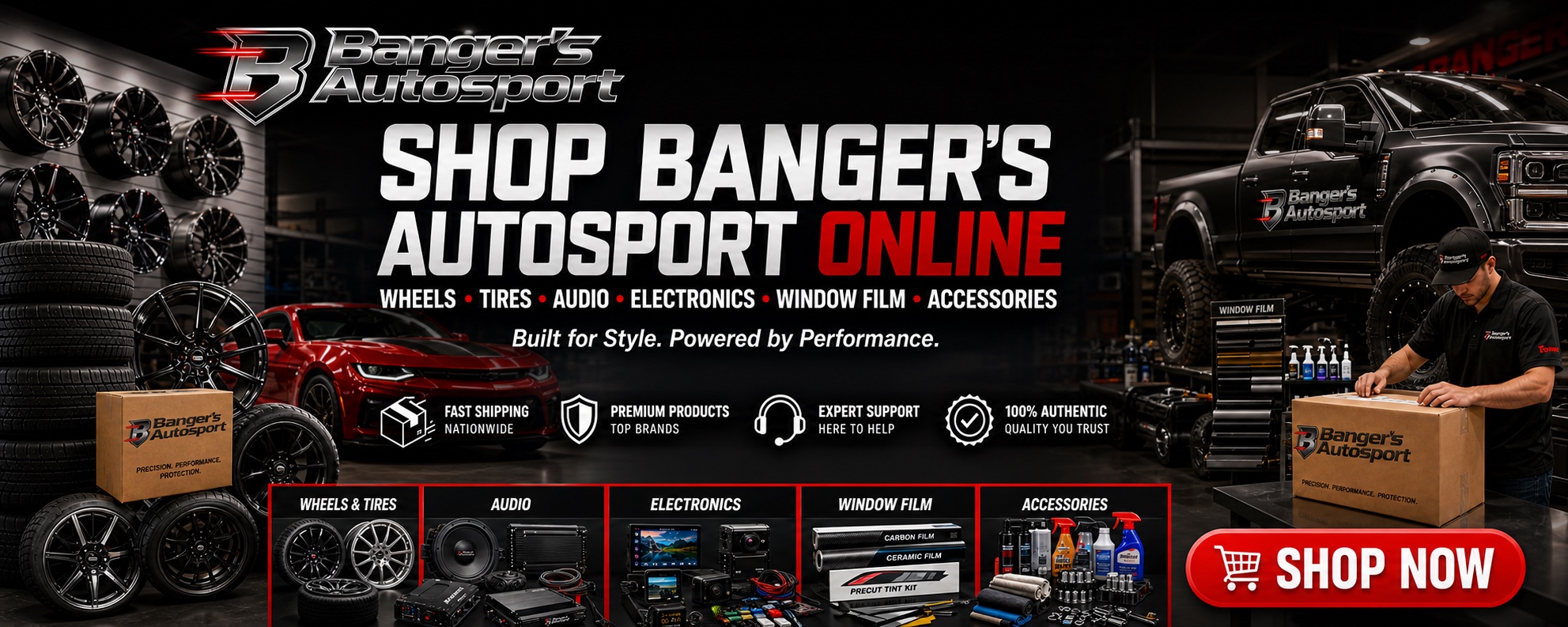 Shop Bangers Auto Sport online for wheels, tires, audio, electronics, window film, and accessories