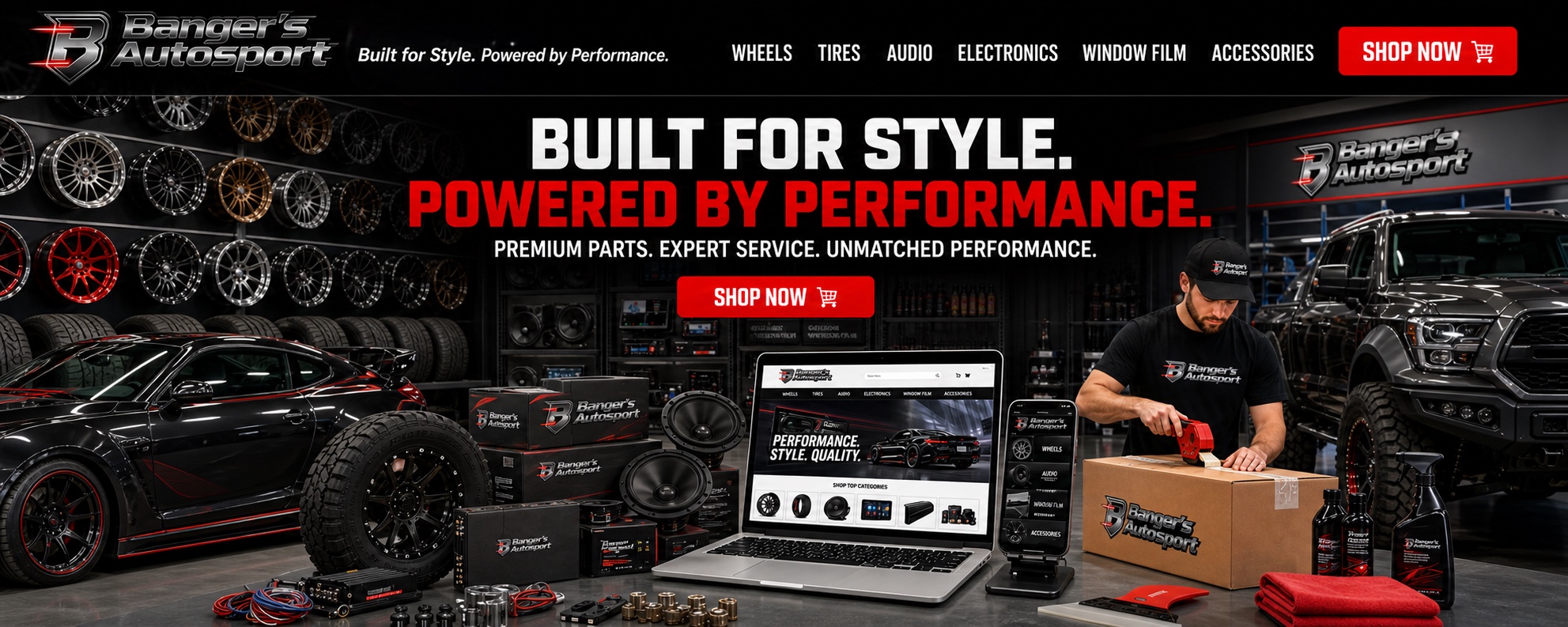 Bangers Auto Sport shop online promotion with automotive products and order support